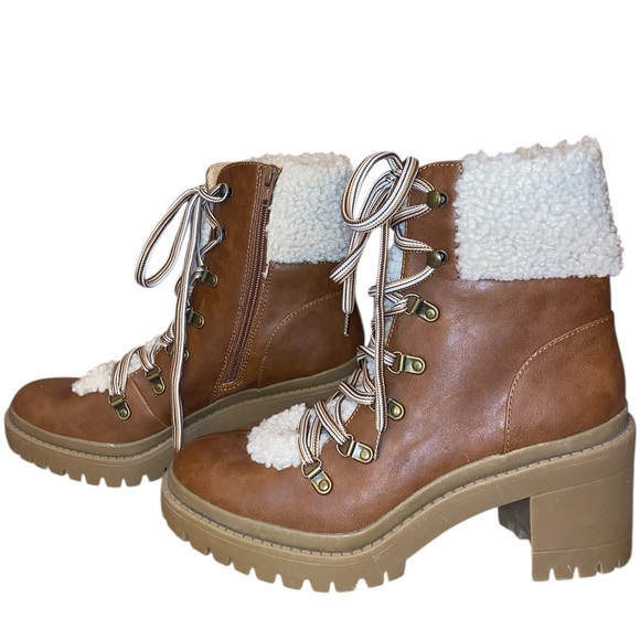 UNIVERSAL THREAD “Aubrie” Lug Hiking Utility Boots Brown Cognac Size 11M NWOT - Picture 4 of 14